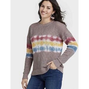 Knox Rose Purple Tie Dye Rainbow Sweater Size L